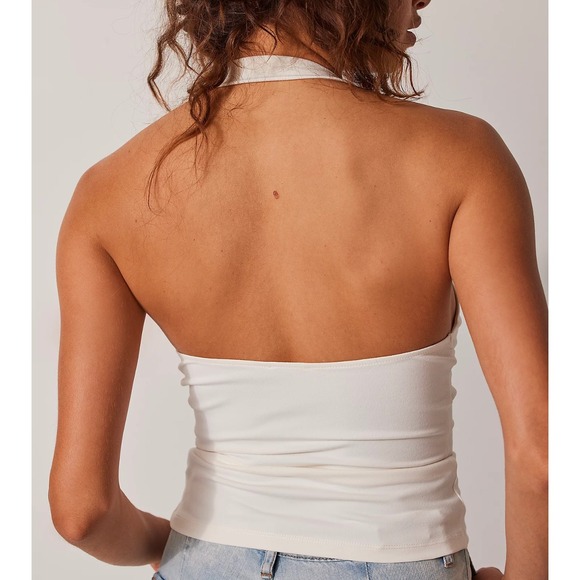NWT Free‎ People Have It All Halter Top Plunging Neckline Open Back White XS - Picture 3 of 7